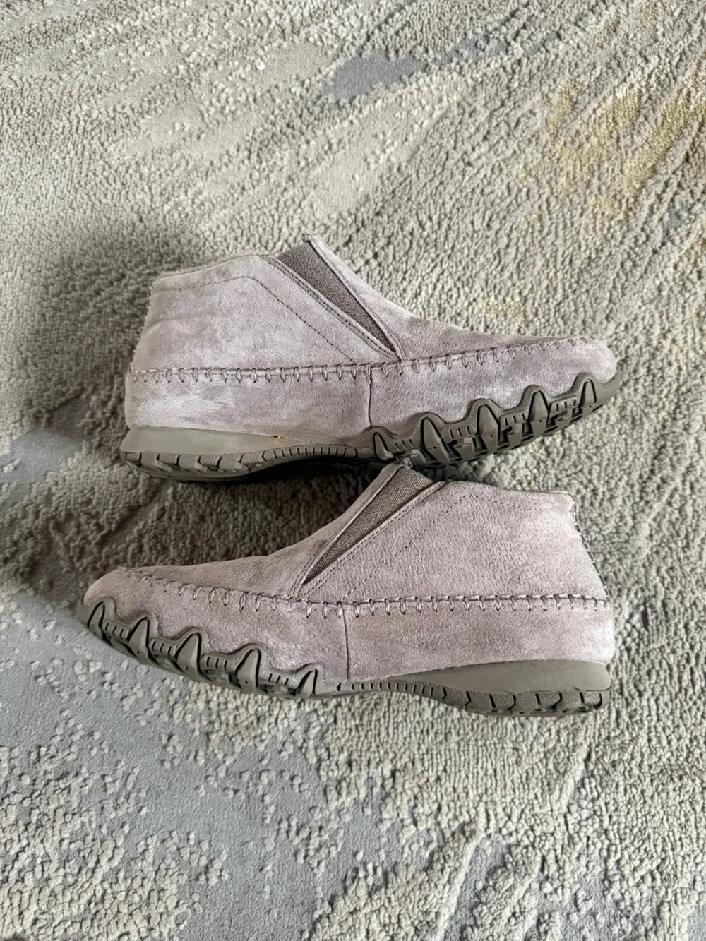 Skechers Bikers Navajo Slip On Sneakers gray leather short boot 49403 7.5